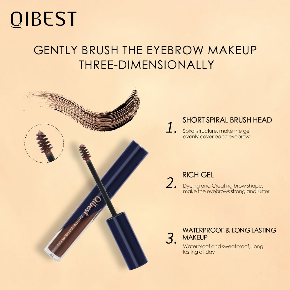 QIBEST Eyebrow Gel Waterproof Natural Eyebrow Cream Eyebrow Pencil Dye Tint Shadow Long Lasting Cosmetic Eyebrow Enhancer Makeup