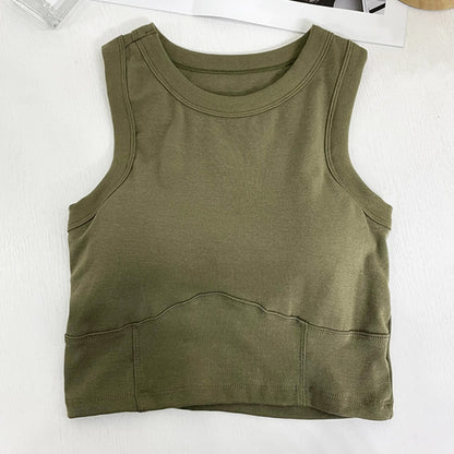 Sexy Sports Bra Anti-sweat Fitness Tops Women Sleeveless Vest with Chest Pads Shockproof Crop Top Push Up Camisoles Short Top