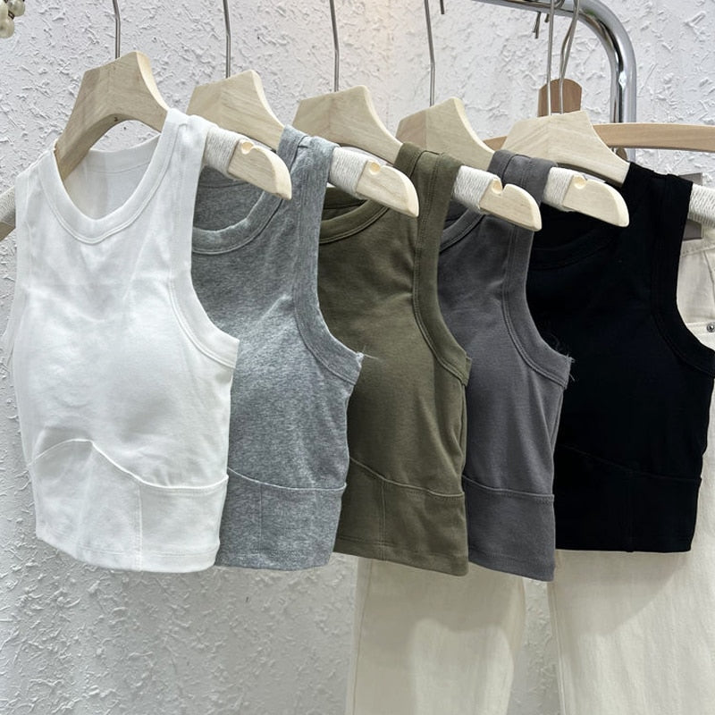 Sexy Sports Bra Anti-sweat Fitness Tops Women Sleeveless Vest with Chest Pads Shockproof Crop Top Push Up Camisoles Short Top