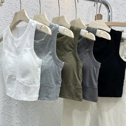 Sexy Sports Bra Anti-sweat Fitness Tops Women Sleeveless Vest with Chest Pads Shockproof Crop Top Push Up Camisoles Short Top