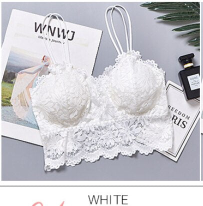 Women black lace tanks tops lace full cup padded underwear sexy solid tank tops fashion basic tube tops
