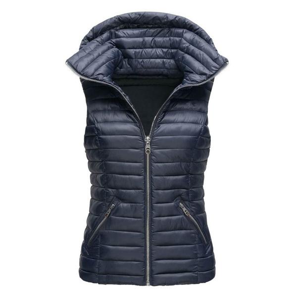 Womens Winter Thick Slim Vest Hooded Puffer Jackets Sleeveless Waistcoat Top Warm Coat
