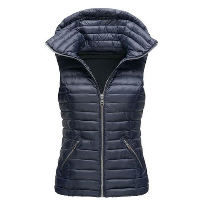 Womens Winter Thick Slim Vest Hooded Puffer Jackets Sleeveless Waistcoat Top Warm Coat