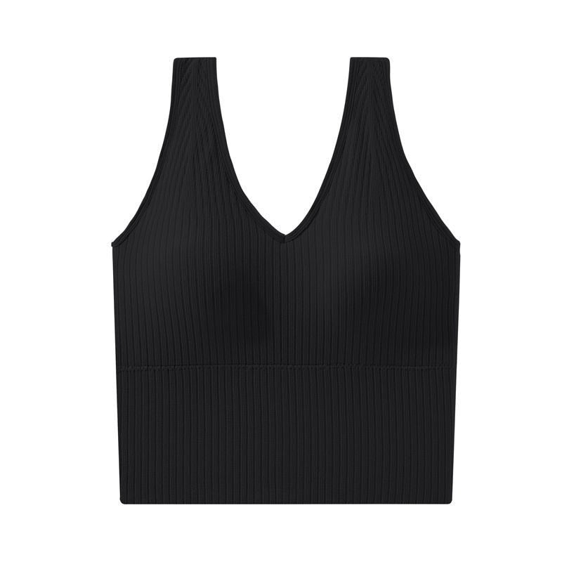 One-Piece Seamless Crop Top Women Underwear Wire-Free U-Shaped Camisole Wide Straps Striped Solid Bralette Lingerie Tube Tops
