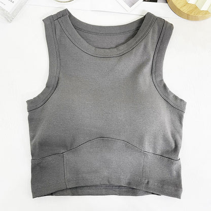 Sexy Sports Bra Anti-sweat Fitness Tops Women Sleeveless Vest with Chest Pads Shockproof Crop Top Push Up Camisoles Short Top