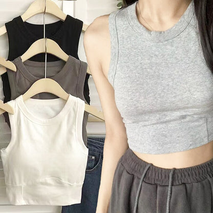 Sexy Sports Bra Anti-sweat Fitness Tops Women Sleeveless Vest with Chest Pads Shockproof Crop Top Push Up Camisoles Short Top