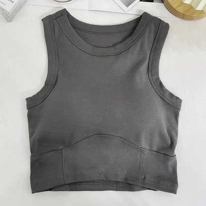 Sexy Sports Bra Anti-sweat Fitness Tops Women Sleeveless Vest with Chest Pads Shockproof Crop Top Push Up Camisoles Short Top