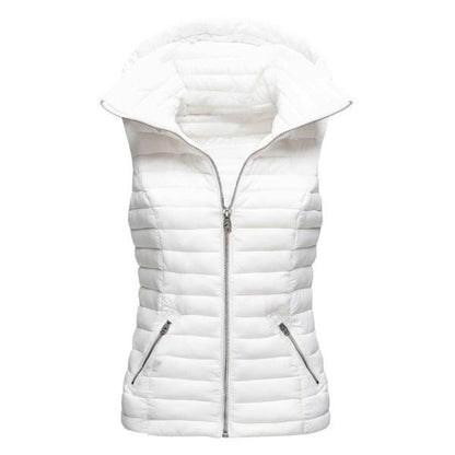 Womens Winter Thick Slim Vest Hooded Puffer Jackets Sleeveless Waistcoat Top Warm Coat